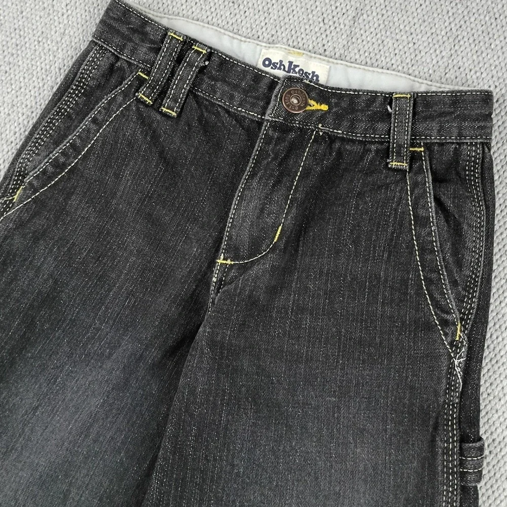 OshKosh Carpenter Jeans Kids 7 Husky Black Excellent Denim Utility Pants 4725094